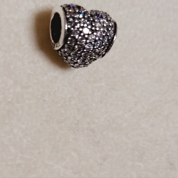 PANDORA Clear Pave Heart Charm Sterling Silver - Picture 5 of 7